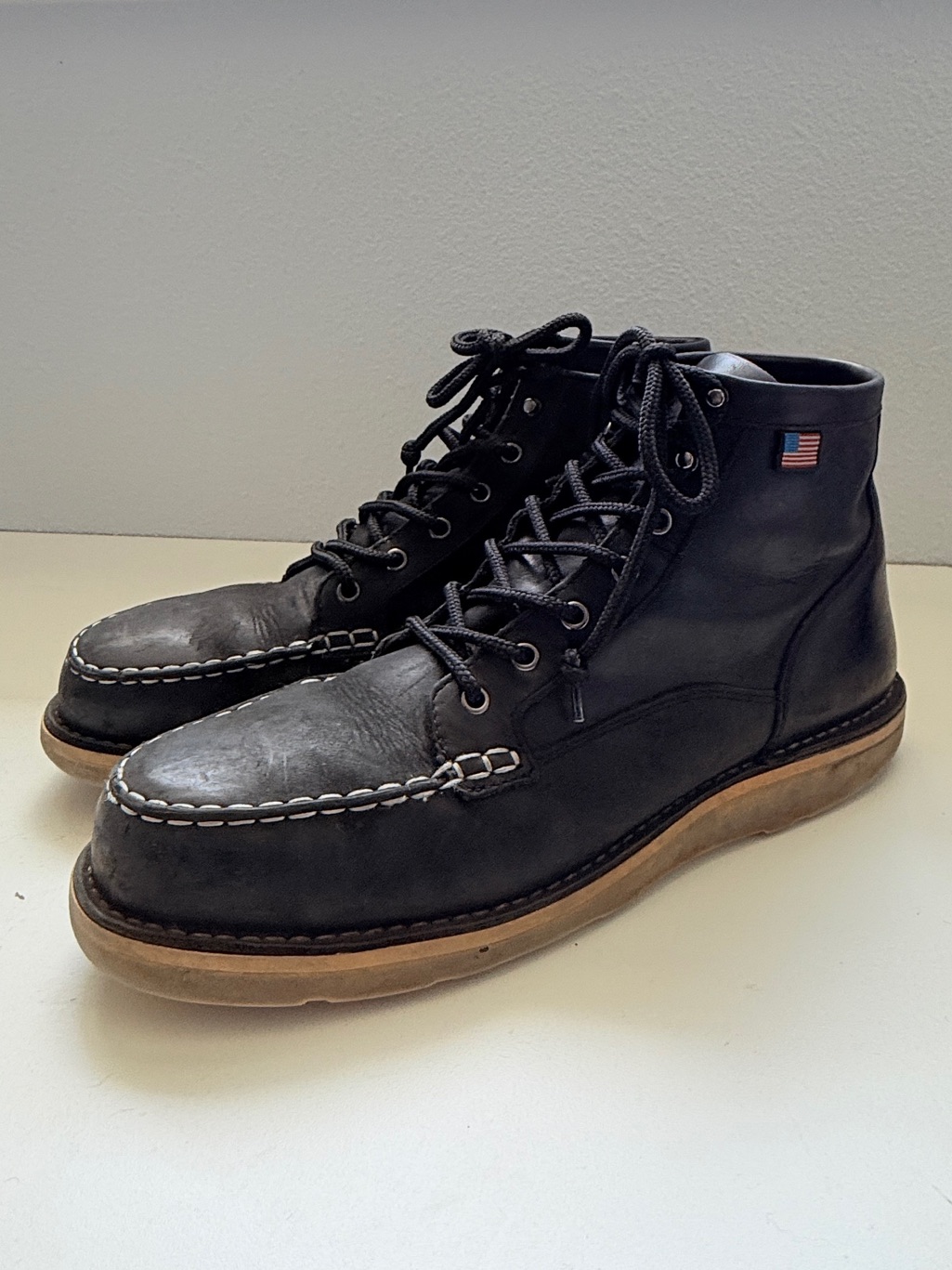 Danner Bull Run Steel Toe Moc Toe Boots Usa Black Leather Mens Size 14